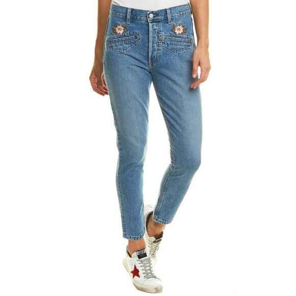Boyish Billy Fantasia Embroidered Floral Jeans High Rise Womens 26 Twee Cotton - Picture 1 of 8